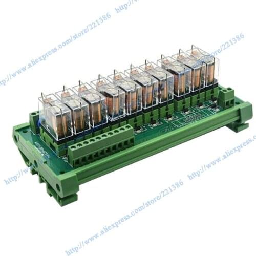 10 Channel 1 SPDT DIN Rail Mount OMRON G2R 12V 16A DC/AC Interface Relay Module
