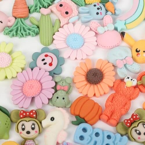 10Pcs Resin Kawaii Accessories Cartoon Pattern Flatback Cabochon Embellishment For Scrapbooking Diy Decoration Craft Mixed