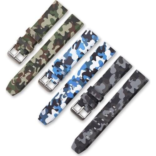 2020 Silicone Watchband Sports Camo Printed Rubber Waterproof Replacement Bracelet Band Strap Watch Accessories 20mm 24mm