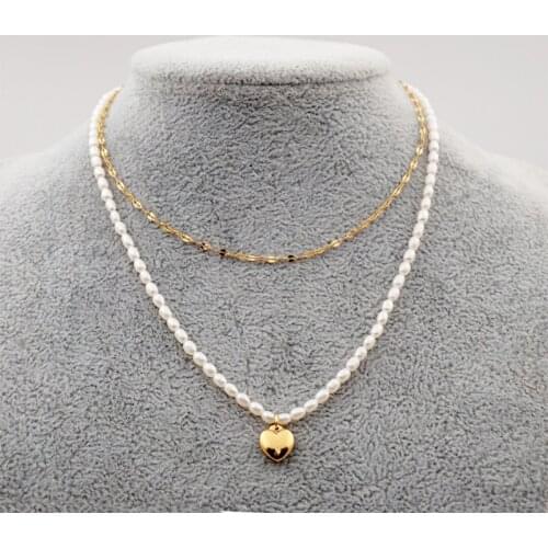 2021 New Multilayer Vintage 14KGF Chain With Natural Pearl Necklaces Chocker Necklace Fine Jewelry Collares 40cm