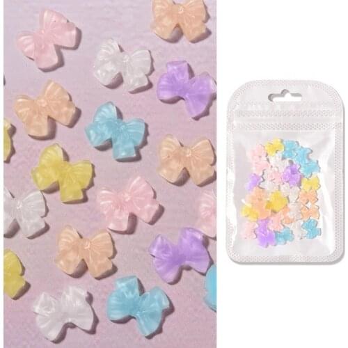 30Pcs/Set Nail Bow Rhinestone Easy to Stick 3D Resin DIY Manicure Butterfly Rhinestone for Beauty