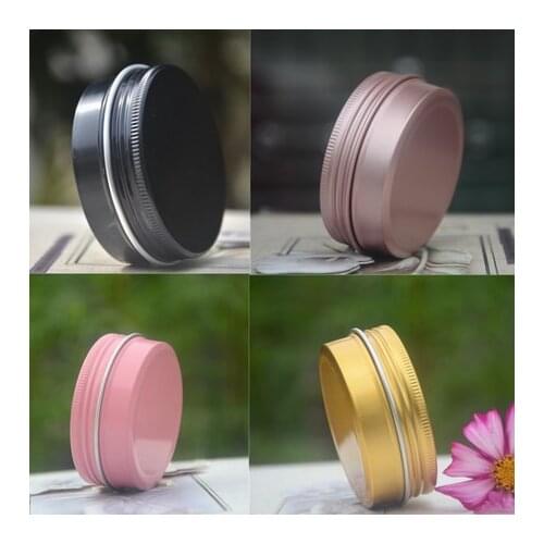 50pcs/lot 5ml 10ml 15ml 30g 50g 60g Cosmetic Aluminum Jars Pink Black Gold Cream Mask Soap Aluminum Metal Tin Container Pots