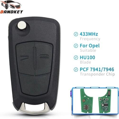Dandkey Flip 2/3 Buttons Car Remote Key 433MHZ PCF7941 PCF7946 For Opel Astra H 2004-2009 Zafira B 2005-2013 Corsa D Vectra C