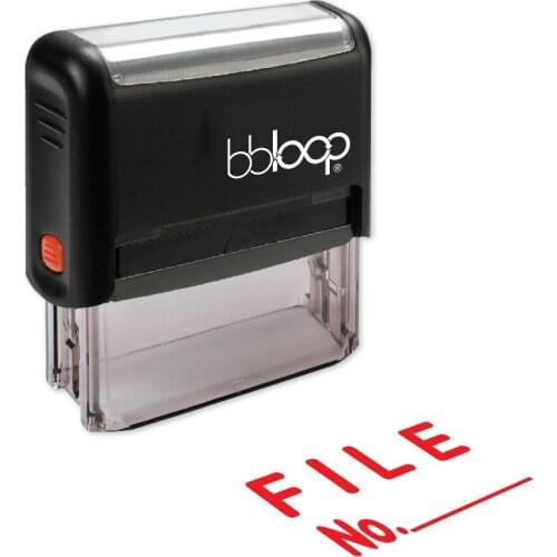 BBloop "FILE" W/Line For Number Self-Inking Stamp, Rectangular, Laser Engraved, RED