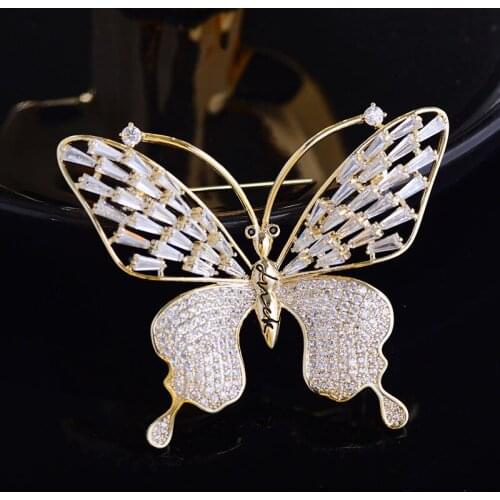 Cute Butterfly Brooch Elegant Corsage Pins Wedding Luxury Brand Jewelry 2021 New Cubic Zirconia Insect Brooches Accessories