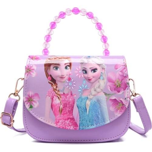 Disney Children Cartoon Elsa and Anna Bowknot Handbag Girls Cute Shoulder Bag Kids Tote Girls Messenger Bag Princess Mini Bag