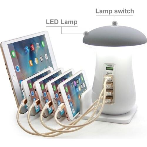 Electronic Product Creative Mushroom Lamp USB Mobile Phone Charger Stand Desktop Charging Station