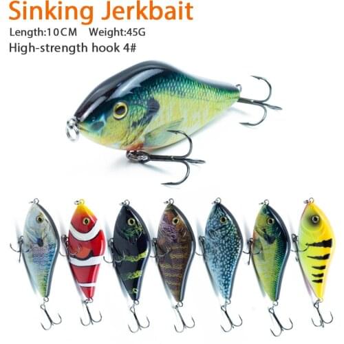 Hanlin 100mm/45g Sinking Jerkbait Fishing Lure Lifelike Artificial Crankbait Hard Fish Bait Hard Bait Wobbler Bass Tackle