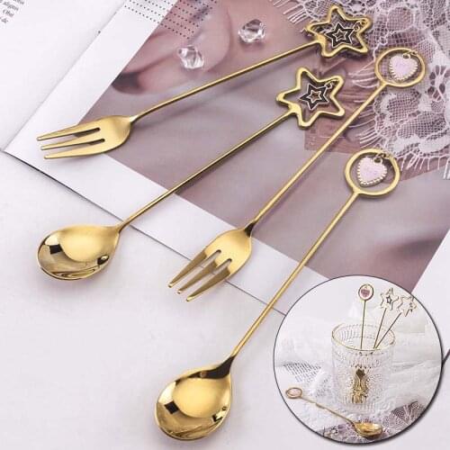 Afternoon Tea Drink Stainless Steel Spoon Coffee Stainless Steel Spoon Fruit Fork Teaspoon Stainless Steel Spoon Table Decoratio