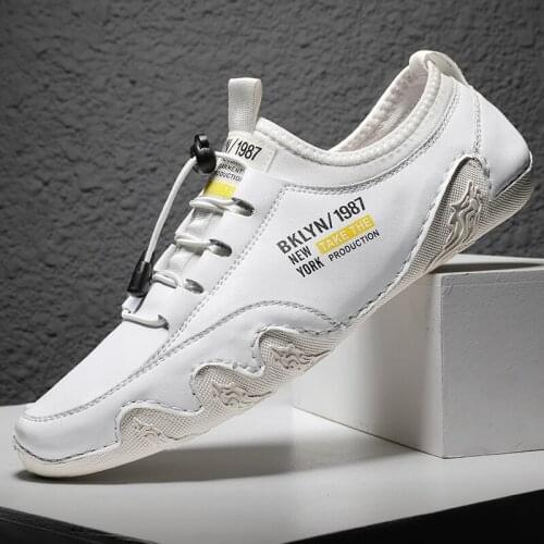 Mens White Sneaker Male Comfortable Outdoor Leisure Walking Shoes Men Breathable Lightweight Casual Flats Classic Soft Loafers