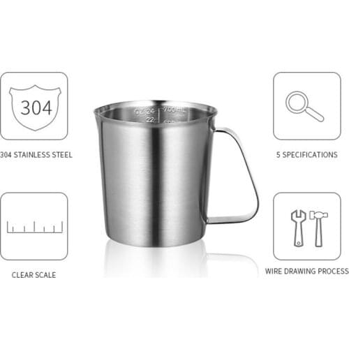 Measuring Scale Cup Thickened 304 Stainless Steel Scale Cup Graduated Cylinder Kitchen Baking Measuring Cup Milk Tea Cup