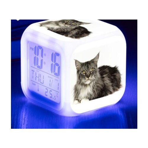 Cute Cats Dispaly LDC Clock Temperature/Calendars Cute Cats Print LED Alarm Clock Kids Toy Watch LED Digital reloj despertador