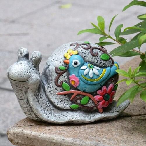 Cute Cement Snail Tortoise Frog Figurines With Hand Paint Multi Color And Bejeweled Flowers Leaves Bird Butterfly Dragonfly On
