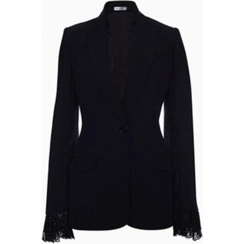 Fashion Blazers Female coat retro small suit female jacket Summer New high quality casual suits lace suit women tops
