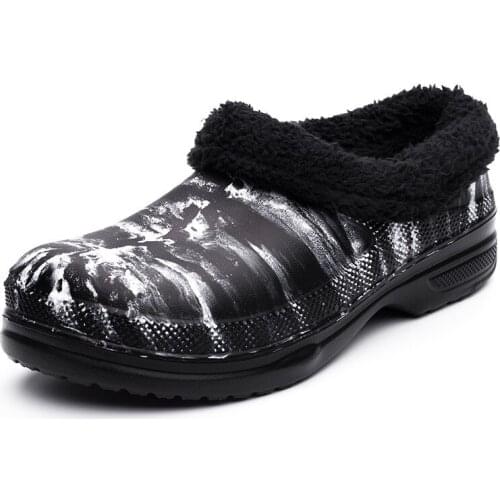 Men Kitchen Shoes Waterproof Oil-proof Casual Shoes Big Size 49 48 47 Non-Slip Doctor Shoes Winter Plush Warm Shoes Slipon Flats