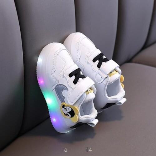 Original Disney Led luminous Mickey Kids Shoes girls Light Children Luminous baby Sneakers mesh sport Boy Girl Led Light Shoes