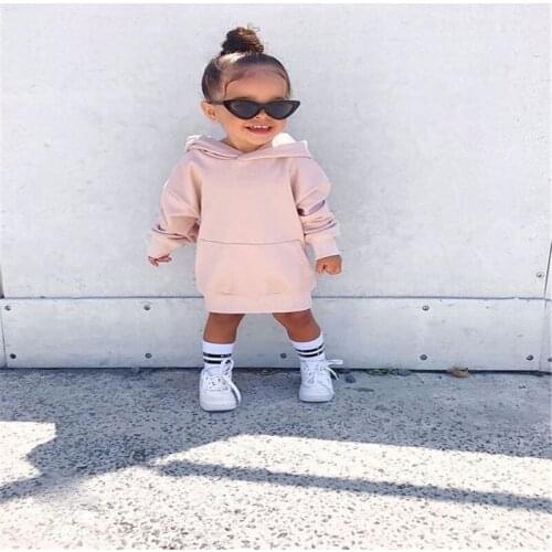 1-5Y Toddler Little Girl’s Long Sleeve Sweater Dress Solid Color Hooded Pullover Dress Winter Warm Top Blouse for Children