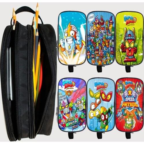 Superzings Pencil Case Boy Girl Anime Pen Bag Students Stationery Storage Bag Child Cartoon Super Zings Double Layer Pencil Box