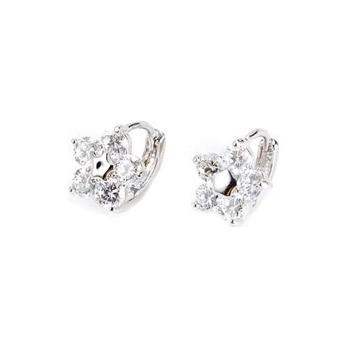 Promtionfashion!!! flower 18k white gold filled 8mm zircon earrings stud earrings 18k earrings gold earrings earrings 0458