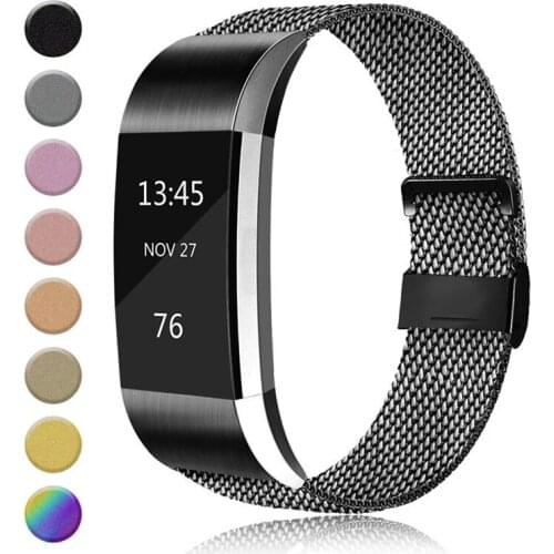 Stainless Steel Watch Band for Fitbit Charge 2 3 4 Wristband Metal Double Buckle Small Size Adjustable Fit for Women Men