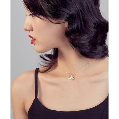 Luxury Jewelry 18K Gold Chain Stainless Steel Mermaid Necklace Full Rhinestone Zircon Fish Tail Pendant Necklace For Women Girl