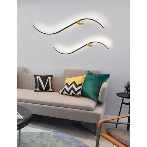 60/100CM Modern Minimalist Long Strip Wall Lamp LED Creative Bedroom Living Room Background Hallway Aluminum Lighting Sconce