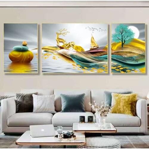 Light Luxury Living Room Elk crystal Porcelain Decorative Painting Sofa Background Wall Paintings Restaurant Murals