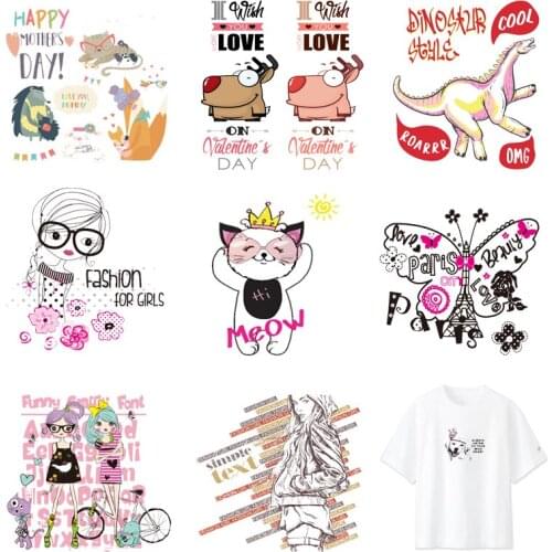 Iron-on Transfers for Clothing Patches for Clothes Stickers Stripe Fashion Diy Animals Patch Fusible Transfer Vinyl Adhesive C