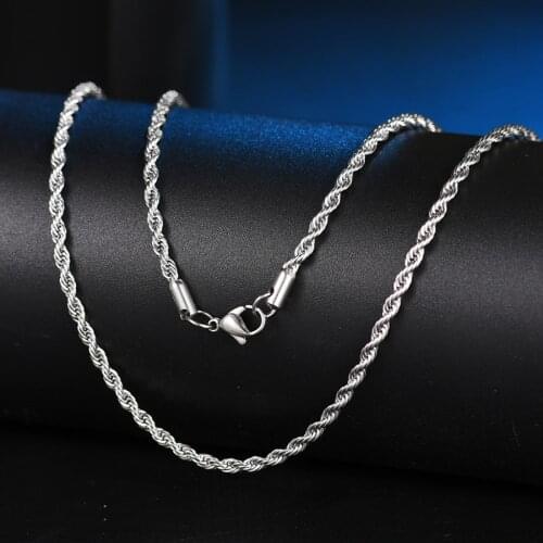 TJP Twist Chain 2.5mm 60cm Steel Color 316L Stainless Steel Twist Chains Necklace Jewelry for women/men
