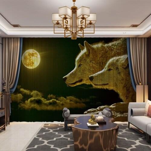 3D Photo Printed Customized Tulle Animal Birds Swan Drape Panel Sheer Curtain for Living Room Bedroom Vintage Chiffon Voil Wolf