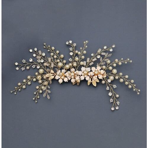Floralbride Handmade Crystal Rhinestone Pearls Flower Bridal Hair Clip Barrette Wedding Headpiece Hair accessories Women Jewelry