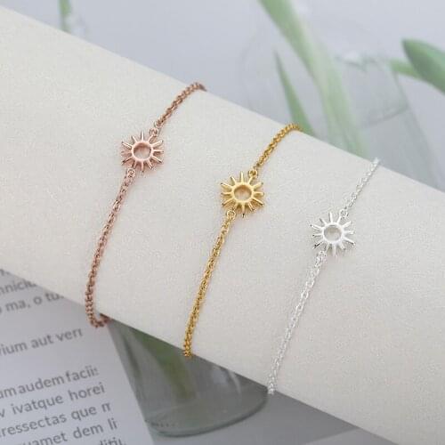 Sun Hollow Bracelets For Women Stainless Steel Gold Hand Chain Vintage Sunflower Couple Bracelets Boho Jewelry Accessories Gift