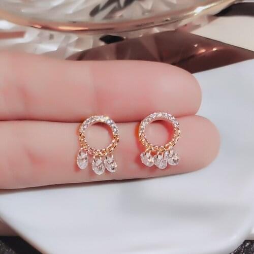 2021 Korean Geometric Rhinestone Small Hoop Earrings For Women Simple Gold Color Metal Fashion Small Pendientes Jewelry Gifts