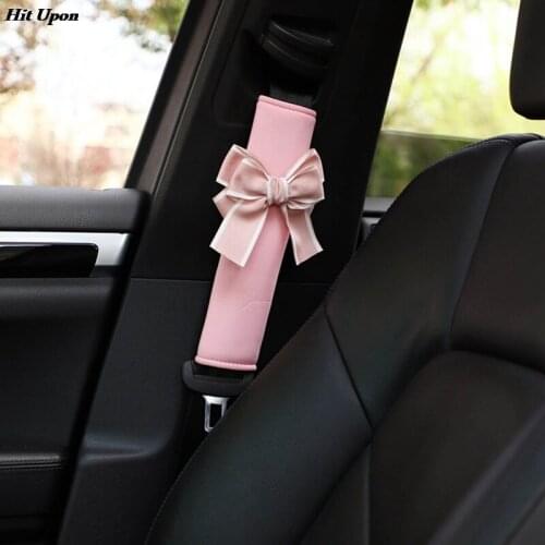 1Pc Cute Bowknot Universal Car Safety Seat Belt Cover Soft Plush Shoulder Pad Car Styling Seatbelts Protective Car Accessories