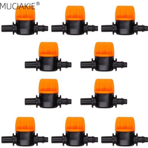 10PCS OD-6.0MM x 1/4'' Barb Mini Shut Off Connecters Valve Nozzle Spray Controller Sprinkler Adapter Garden Water Coupling Joint
