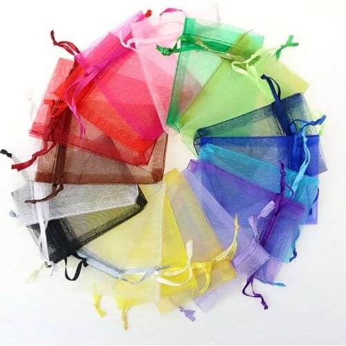 100pcs/lot Drawable Small Organza Bags Favor Wedding Christmas Gift Bag Jewelry Packaging Bags & Pouches 7x9cm