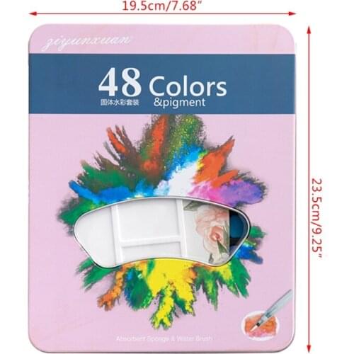 48 Colors Solid Watercolor Paint Pigment Portable Travel Brush Pen for Beginners 4X7E