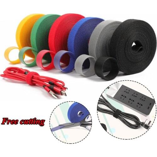 5 Meters Data Cable Tie Power Wire Loop Tape Multifunction Polyester PP Straps Fastener Reusable Sticky Tape Cable Organizer