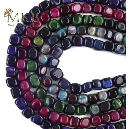 8*8mm Gemstones Cube Tiger Eye Natural Stone Beads Loose Beads for Jewelry Making Spacer Beads Diy Bracelets Necklace Jewellery