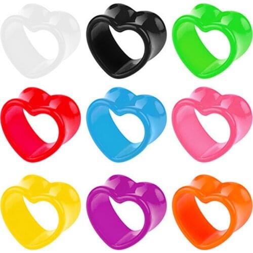 Acrylic Double Flared Love Heart Hollow Flesh Tunnel Ear Plug Piercing Expander Jewelry Earlet Gauges
