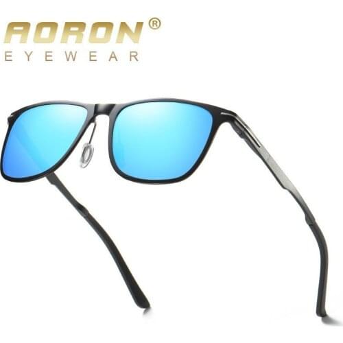 AORON Brand Mens Vintage Square Sunglasses Polarized UV400 Lens Eyewear Accessories Male Sun Glasses For Men Women