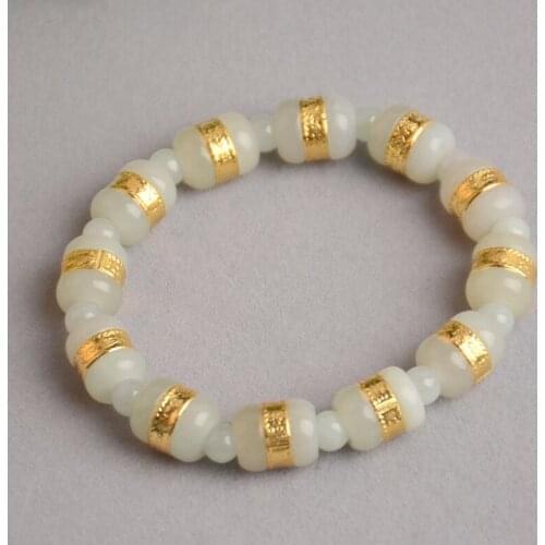 Hetian jadeite seed material road pass bracelet gold stone pendant jadeite bracelet for men and women