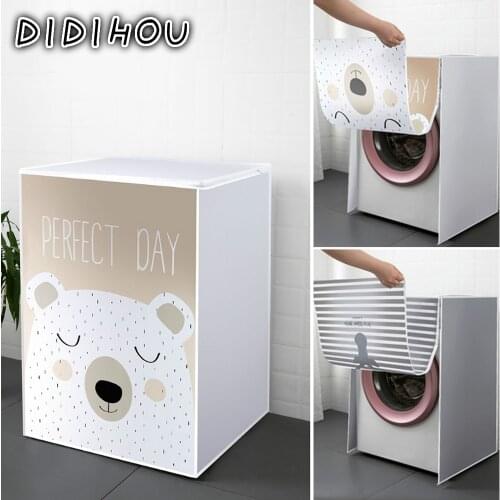 Drum Washing Machine Cover Dust Cover Clean Waterproof Dust Cover Cute Cartoon Dryer Dust Cover Washing Machine Protective Dust