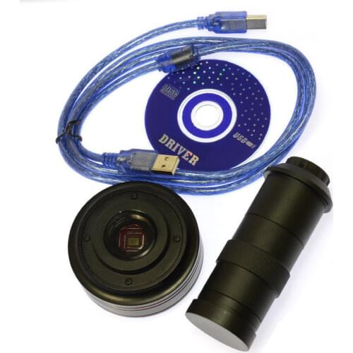 5.0MP HD USB Digital Industry Microscope Camera 1/2.5" CMOS + C-Mount Glass Lens