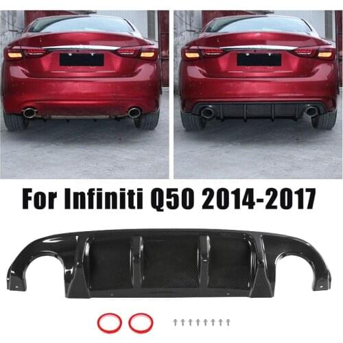 Car Rear Bumper Diffuser Splitter Lip For Infiniti Q50 2014-2017 Car Carbon Fiber Look Rear Bumper Lower Protection