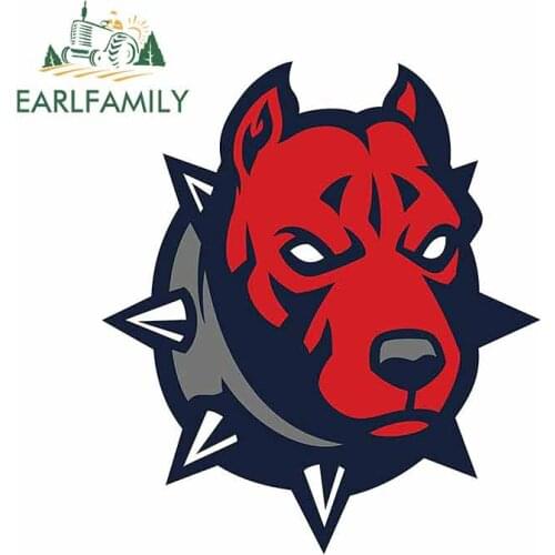 EARLFAMILY 13cm x 10.4cm Red Bulldog Head Vinyl Car Stickers Window Bumoer Decal Car Door Protector Cartoon Car Styling Graphics