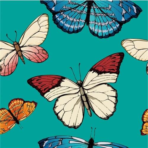Spandex stretch swimsuit fabric colorful butterfly pattern custom digital printing sewing stretch satin garment patchwork HH2