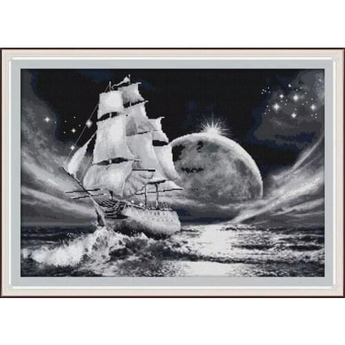 Go On Long Journey Sailing Cross Stitch Kits Printed Embroidery Needlework Sets 11CT14CT DIY Handmade Home Decor Canvas Painting