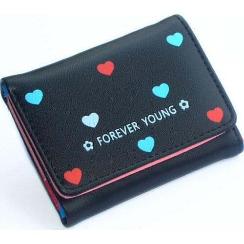 Short Lady Purses Cute Hearts Girls Coin Purse Pockets Women Wallets Money Bags Cards ID Holder Mini Bag Case Woman Wallet Burse