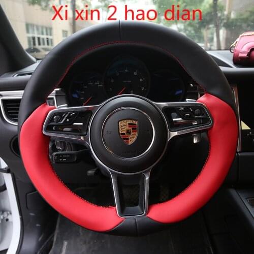For Porsche macan Cayenne panamera 718 911 DIY custom leather special car interior steering wheel cover